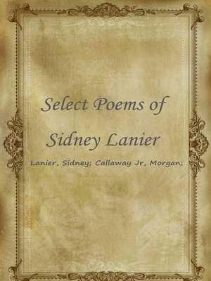 cover image of Select Poems Of Sidney Lanier